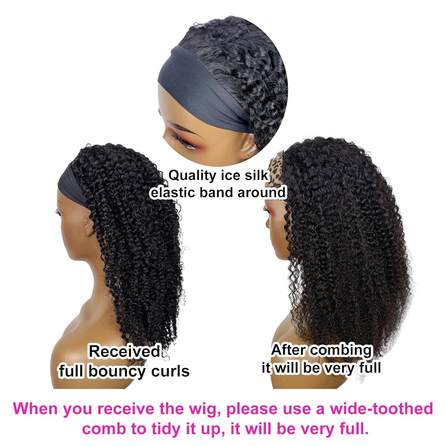Boopwine headband wig accessories in package with headband and lashes