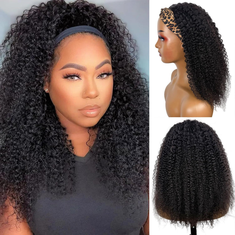 Boopwine kinky curls headband wig side view highlights soft texture for blend