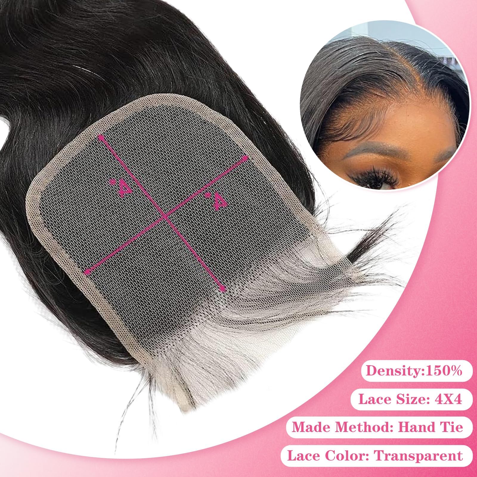 Boopwine lace closure with baby hairs for a softer, more natural edge