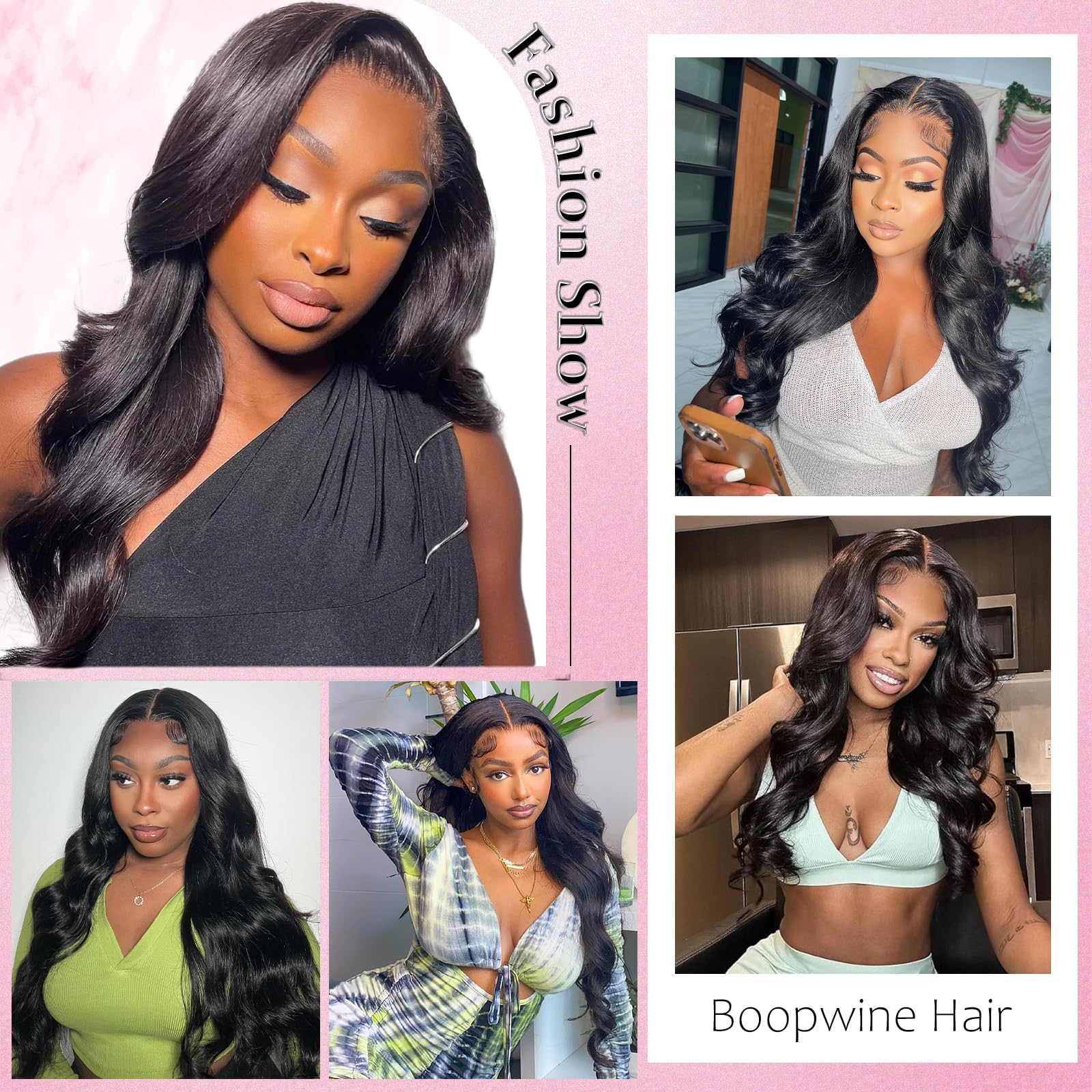 Boopwine natural black color closure blends with dark tresses for realistic looks