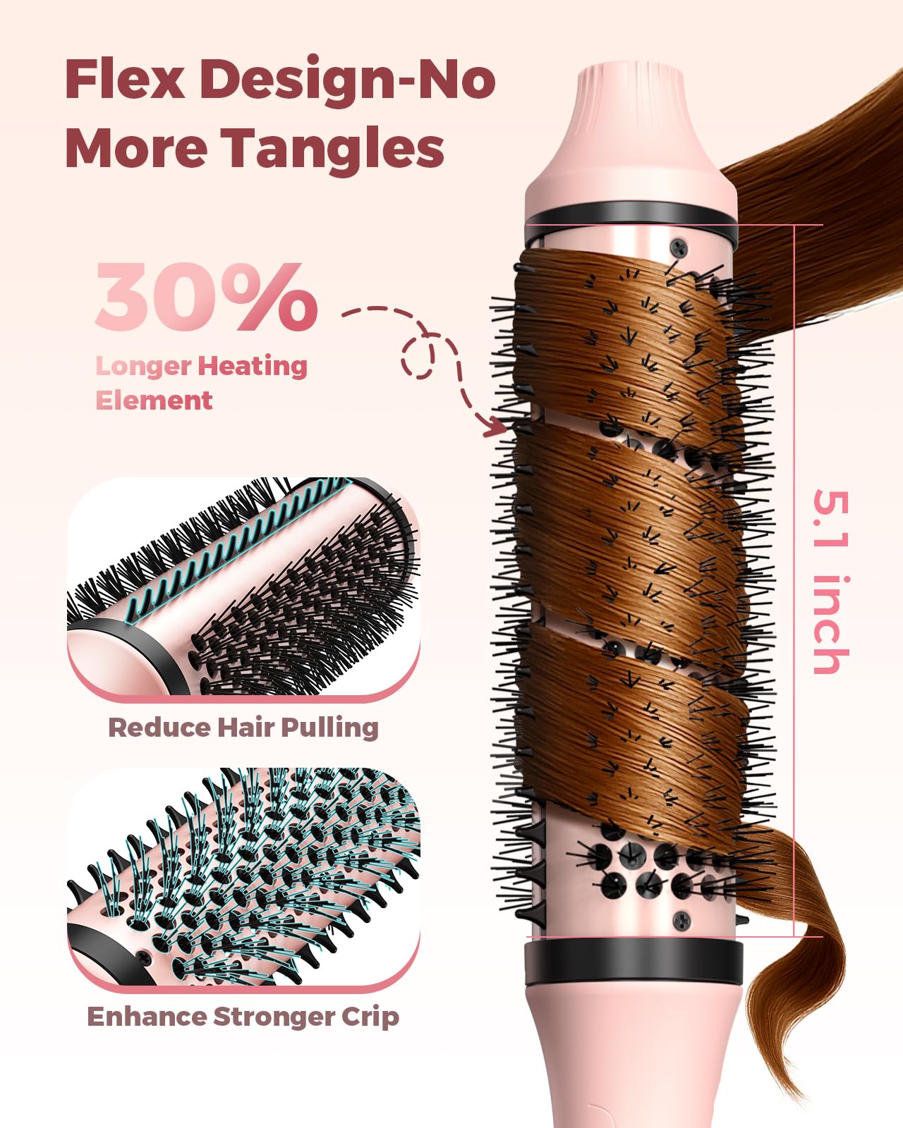 Bopcal extended 4.7-inch barrel captures more hair per pass for efficient styling