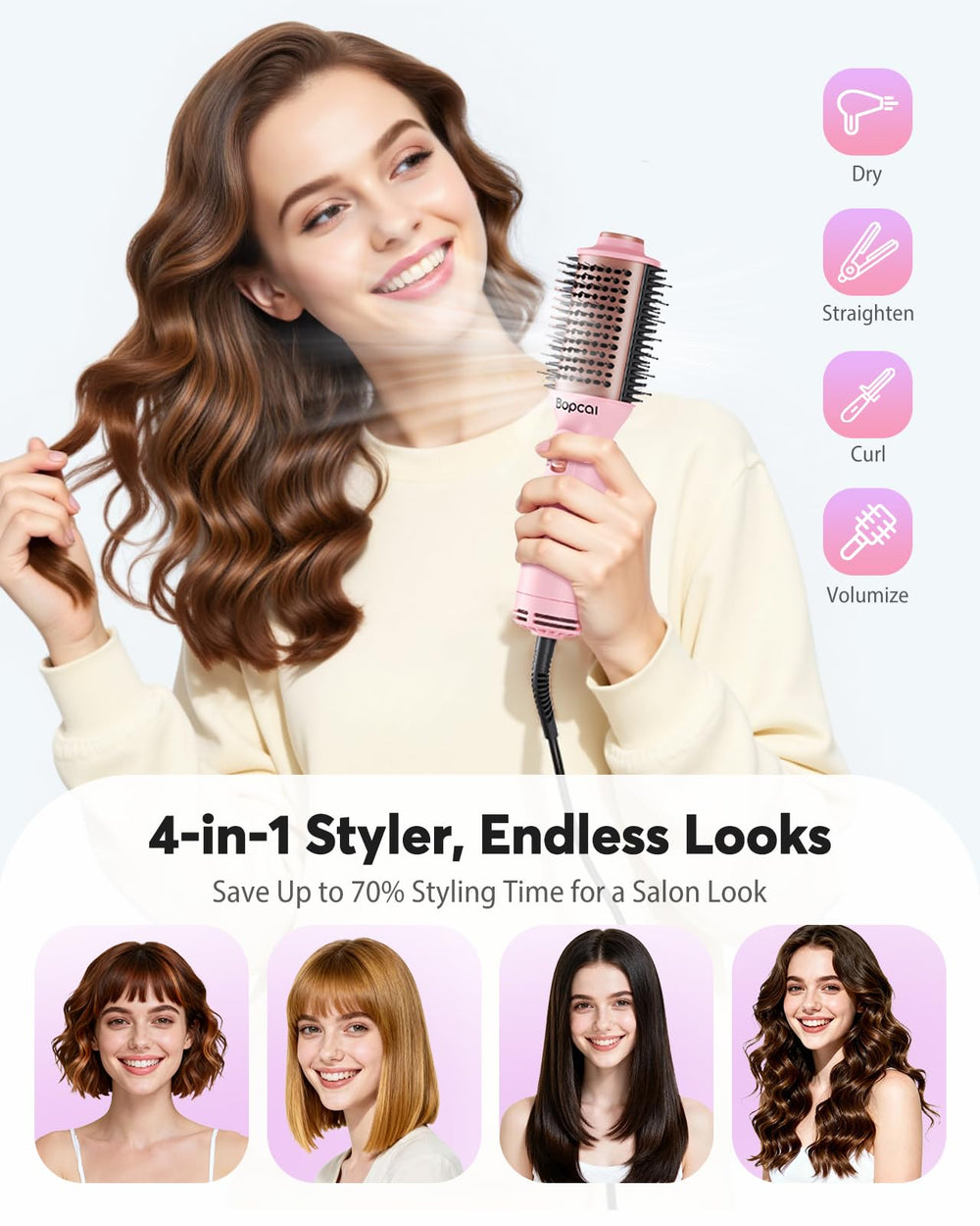 Bopcal ionic technology supports smooth shine during styling sessions