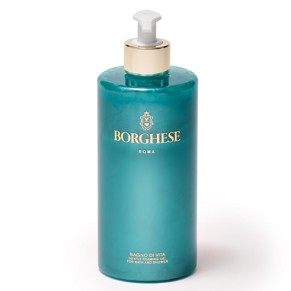 Borghese Bagno di Vita bottle demonstrates gentle cleansing and hydrating foam for all skin types.