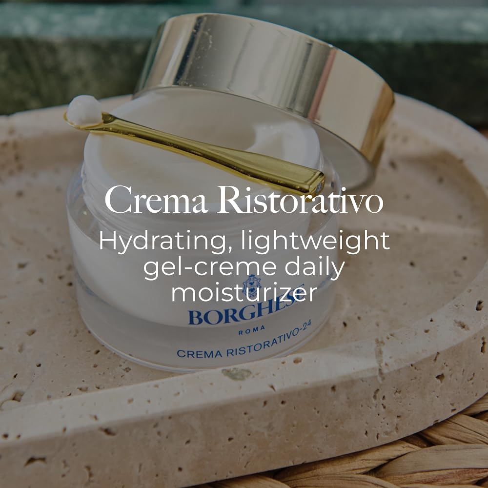 Borghese Crema Ristorativo-24 texture on finger shows lightweight gel-creme glide