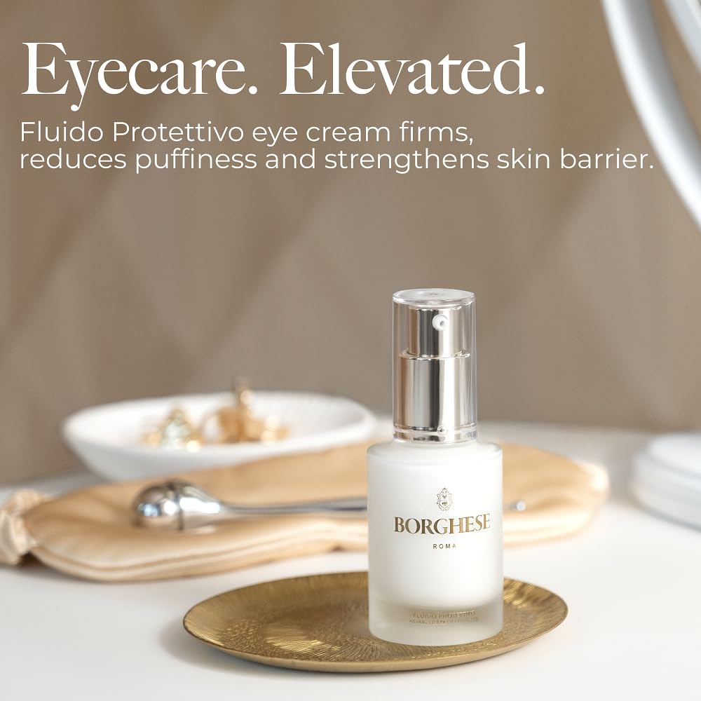 Borghese Eye Lift cream texture close-up shows a silky, easy-to-apply formula.