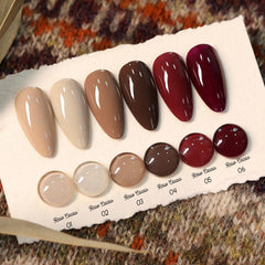 Born Pretty six-color gel polish swatch demonstrates versatile tones for fall and holiday manicures.