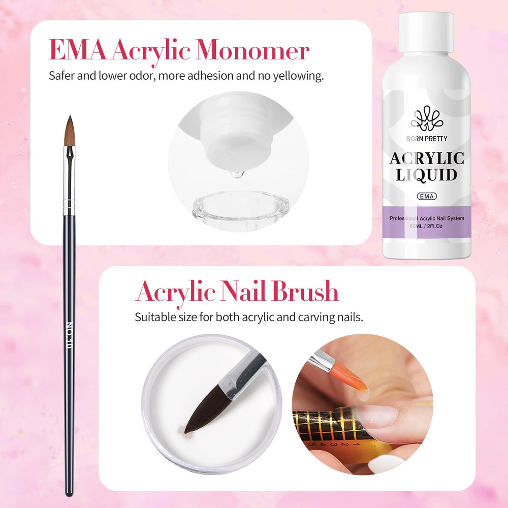 Born Pretty acrylic brush for precise powder application and clean lines.