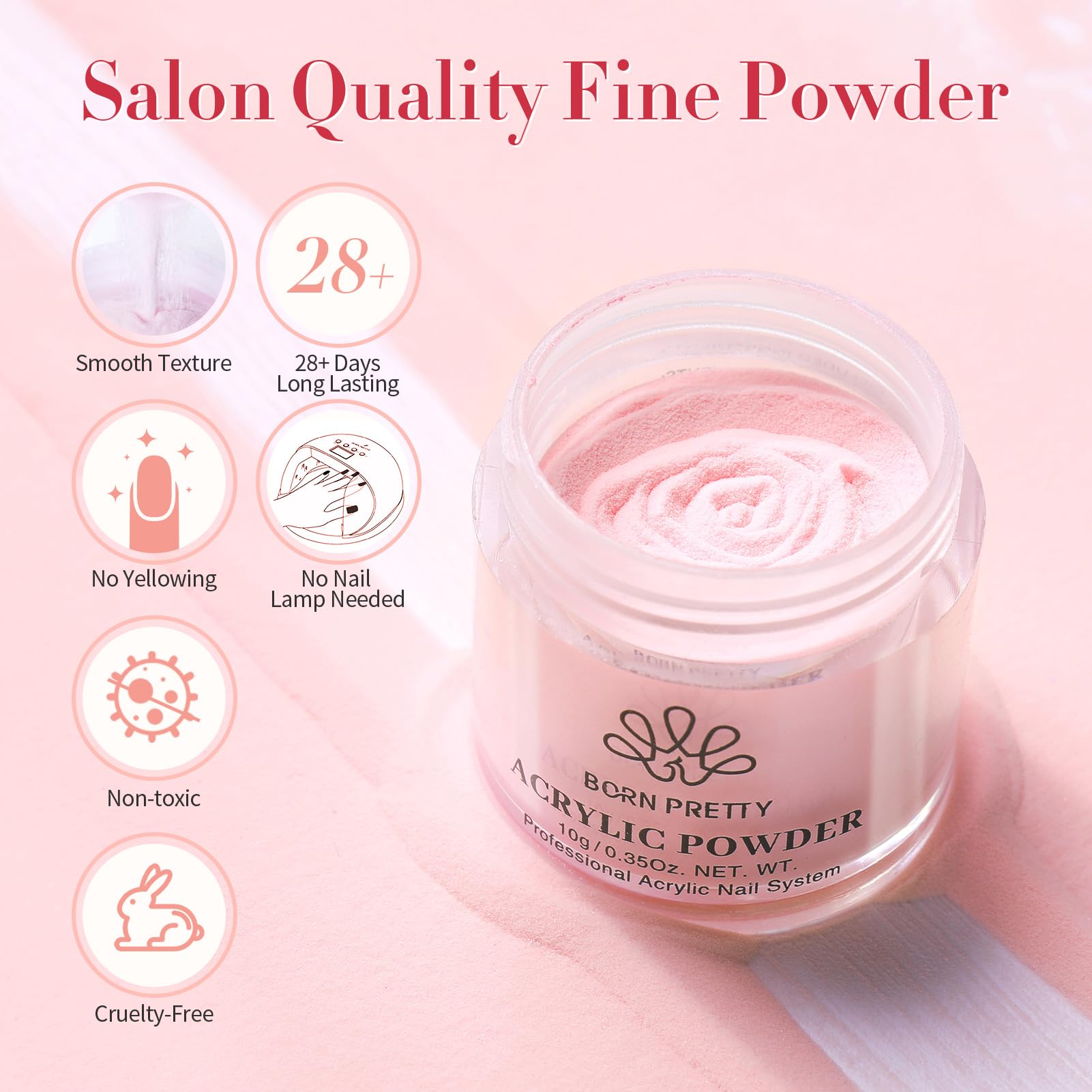 Born Pretty acrylic nail brush set ensures even powder application.