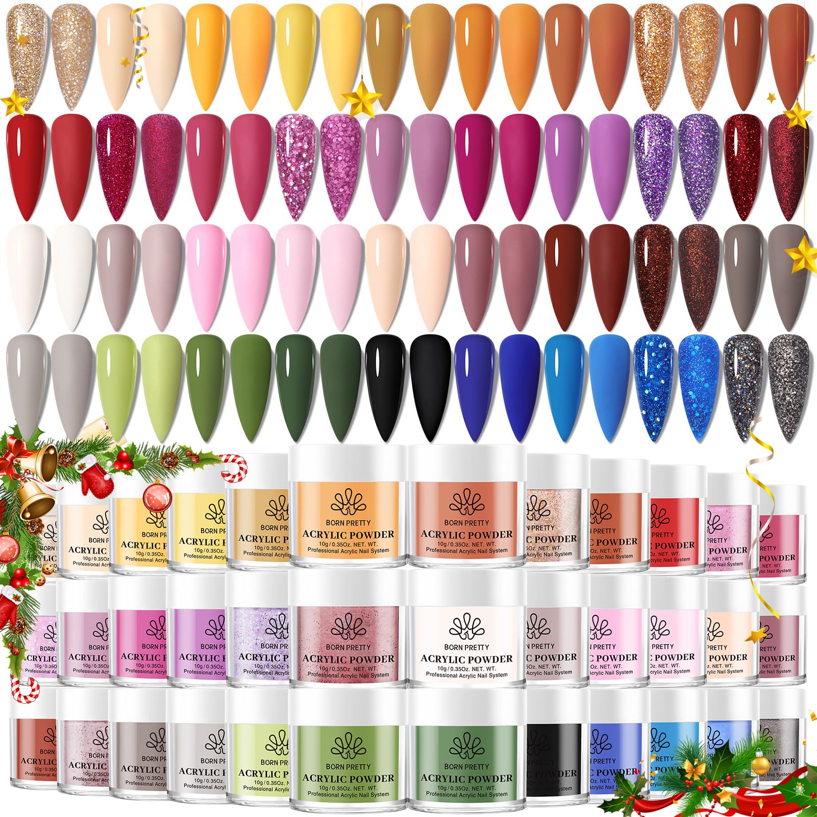 Born Pretty acrylic powder 36 colors for versatile designs and long-lasting wear