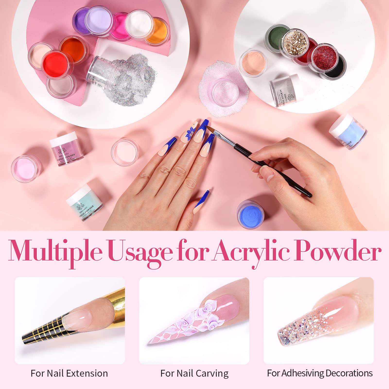 Born Pretty glitter powders closeup highlighting festive nail design options