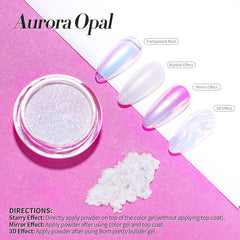 Born Pretty auroras pearl powder creates a soft mermaid glow on UV gel nails.