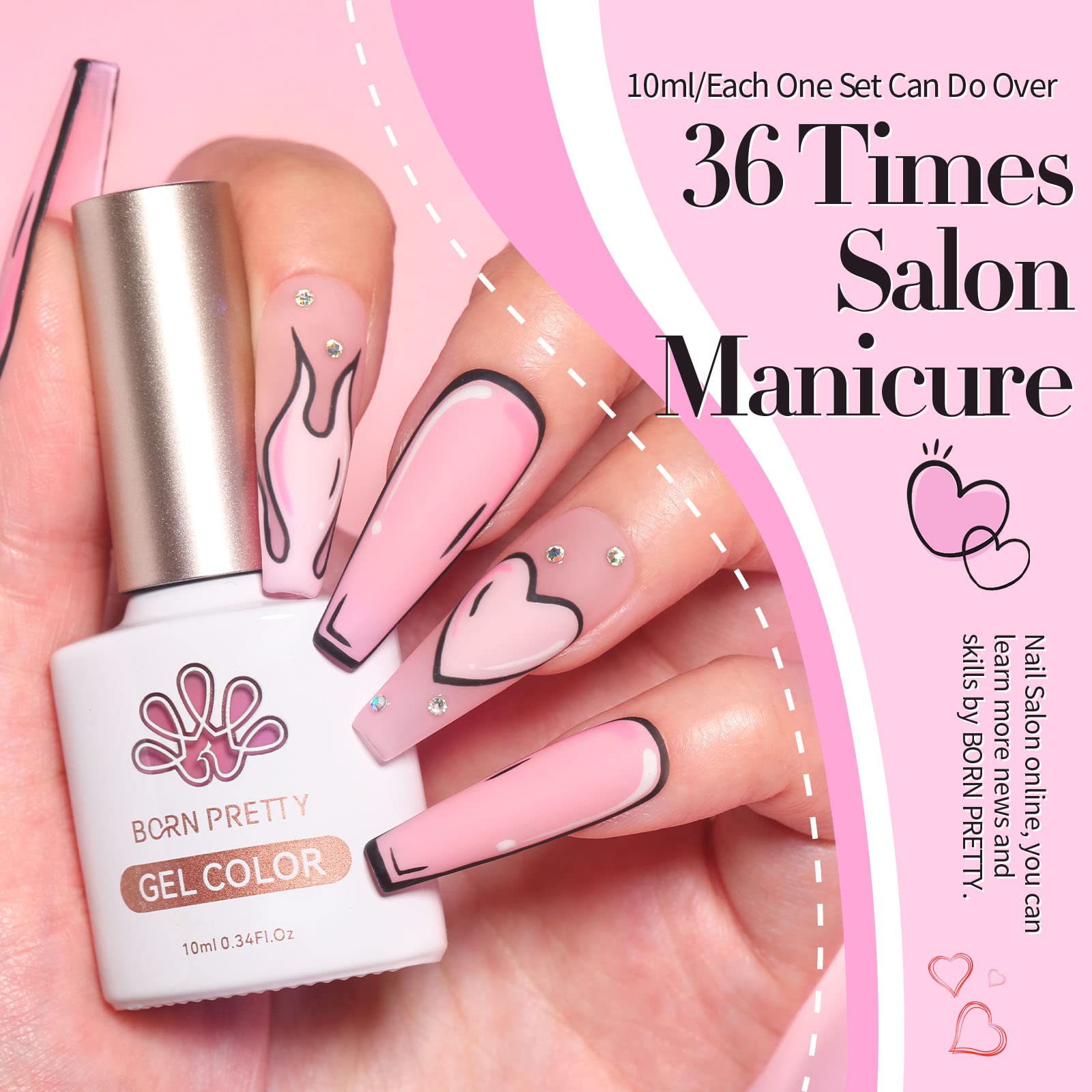 Born Pretty base-coat-top-coat-application highlights durable pigmentation and glossy or matte options.