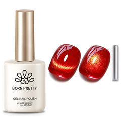 Born Pretty Cat Magnetic Eye Gel Nail Polish red bottle shows high-gloss ceramic-like shine.