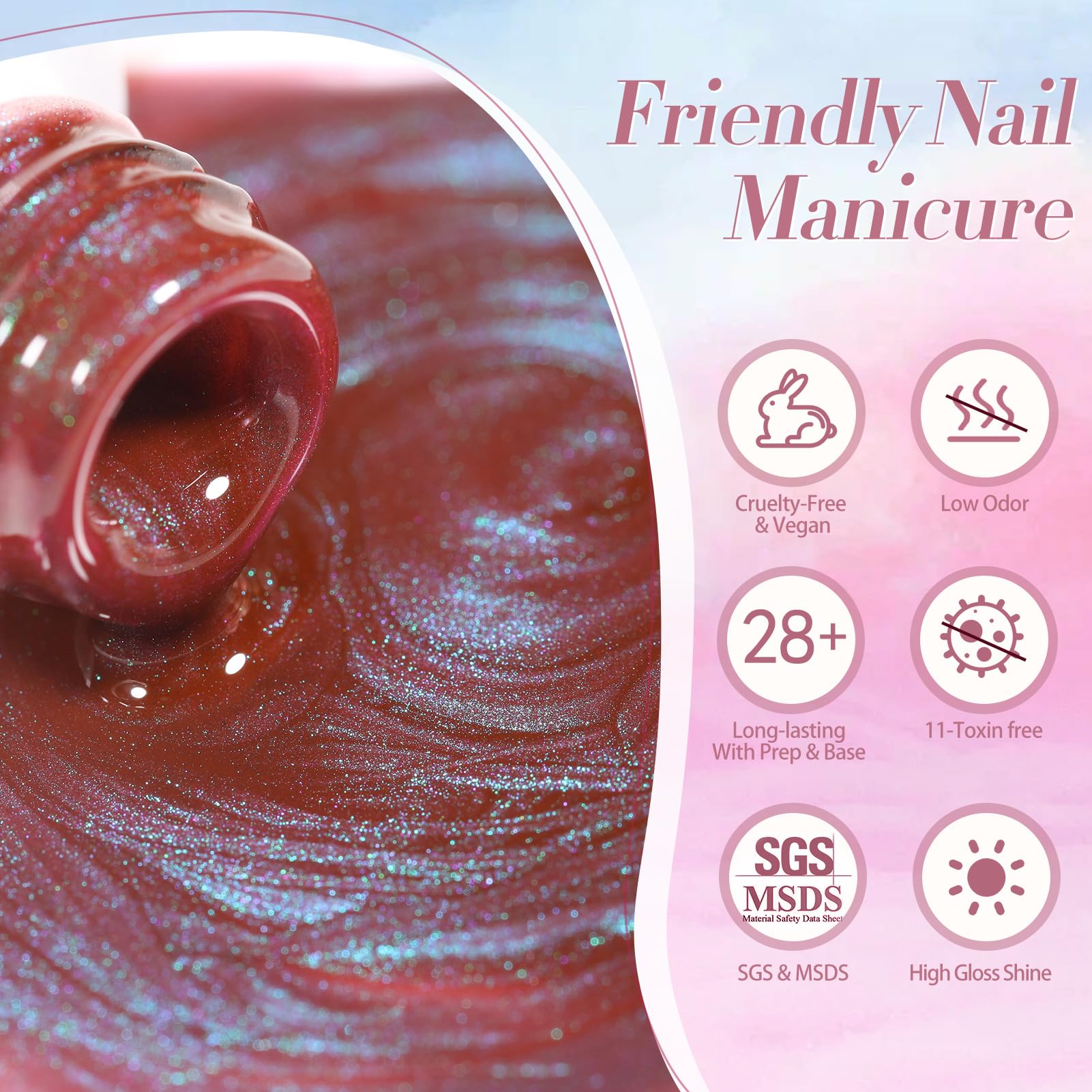 Born Pretty cat magnetic gel polish full set highlights rainbow aurora finishes.