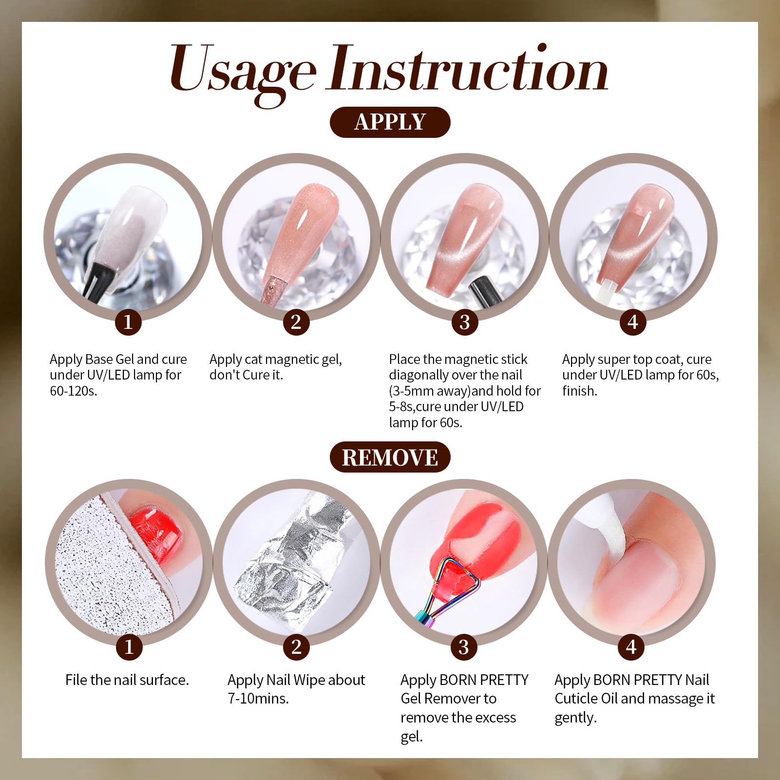 Born Pretty Cat Magnetic Eye Polish LED cure demonstration for fast nail art sessions.