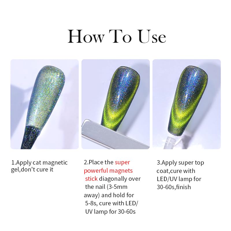 Born Pretty cat magnetic gel nail polish 9D 7ml-swatches display color options.