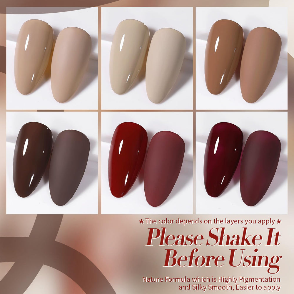 Born Pretty chocolate burgundy red gel polish application demonstrates deep color with long-lasting finish.