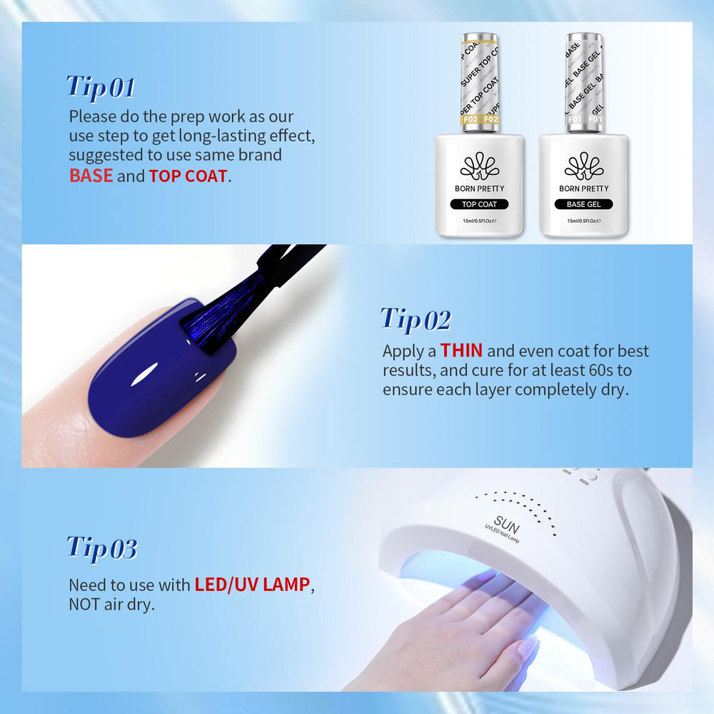 Born Pretty blue gel set is ideal for home or salon nail art