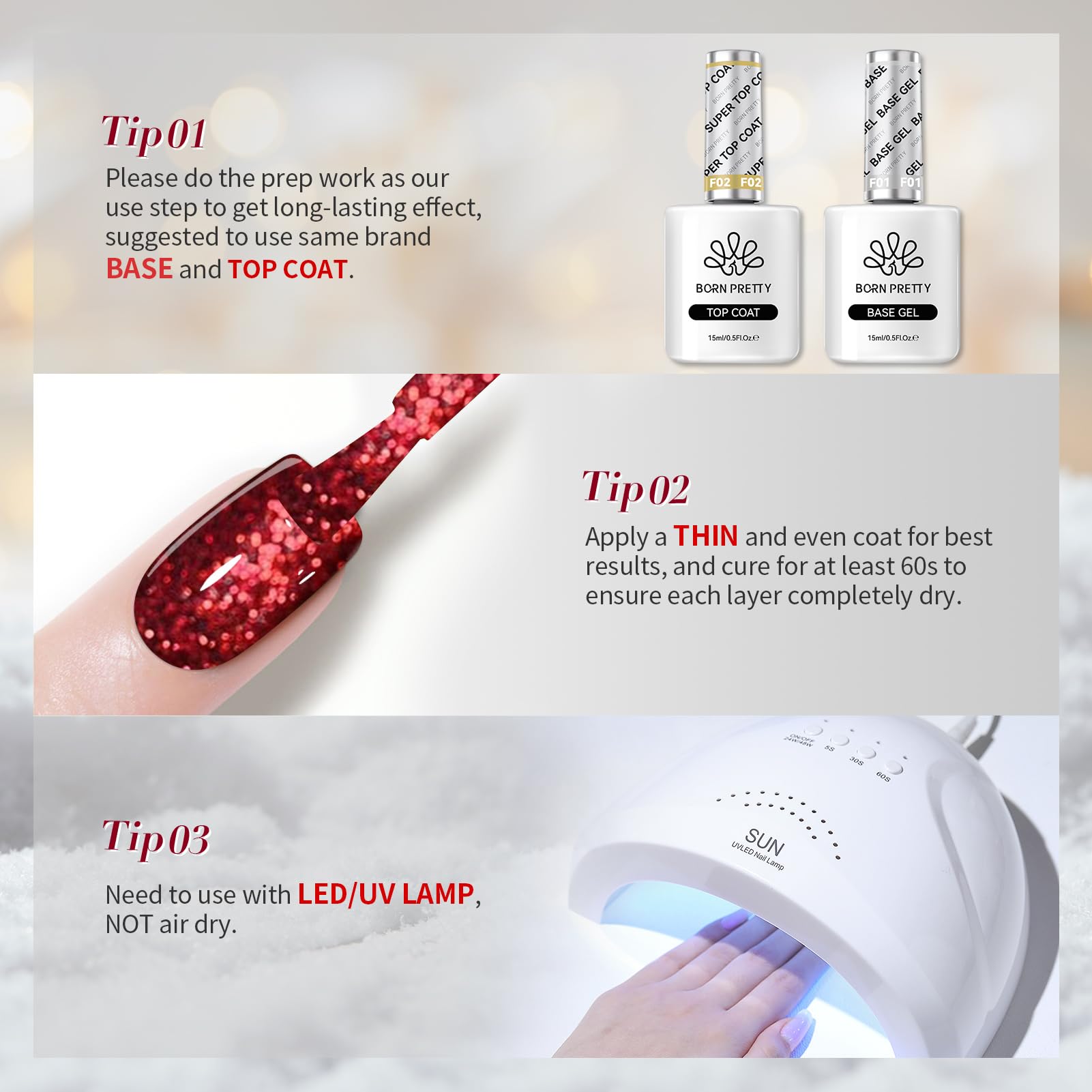 Born Pretty Christmas gel polish nail-art ideas for elegant seasonal designs
