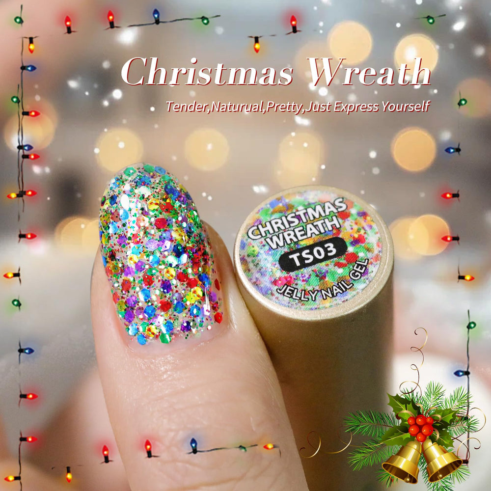 Born Pretty jelly sequins on nail demonstrates glistening festive look.