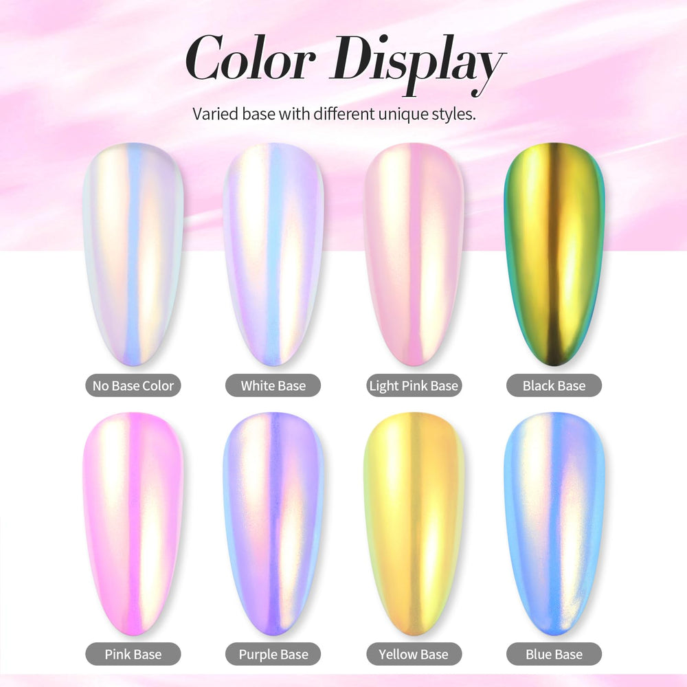 Born Pretty chrome nail powder delivers vivid iridescent glitter for dazzling chrome looks.