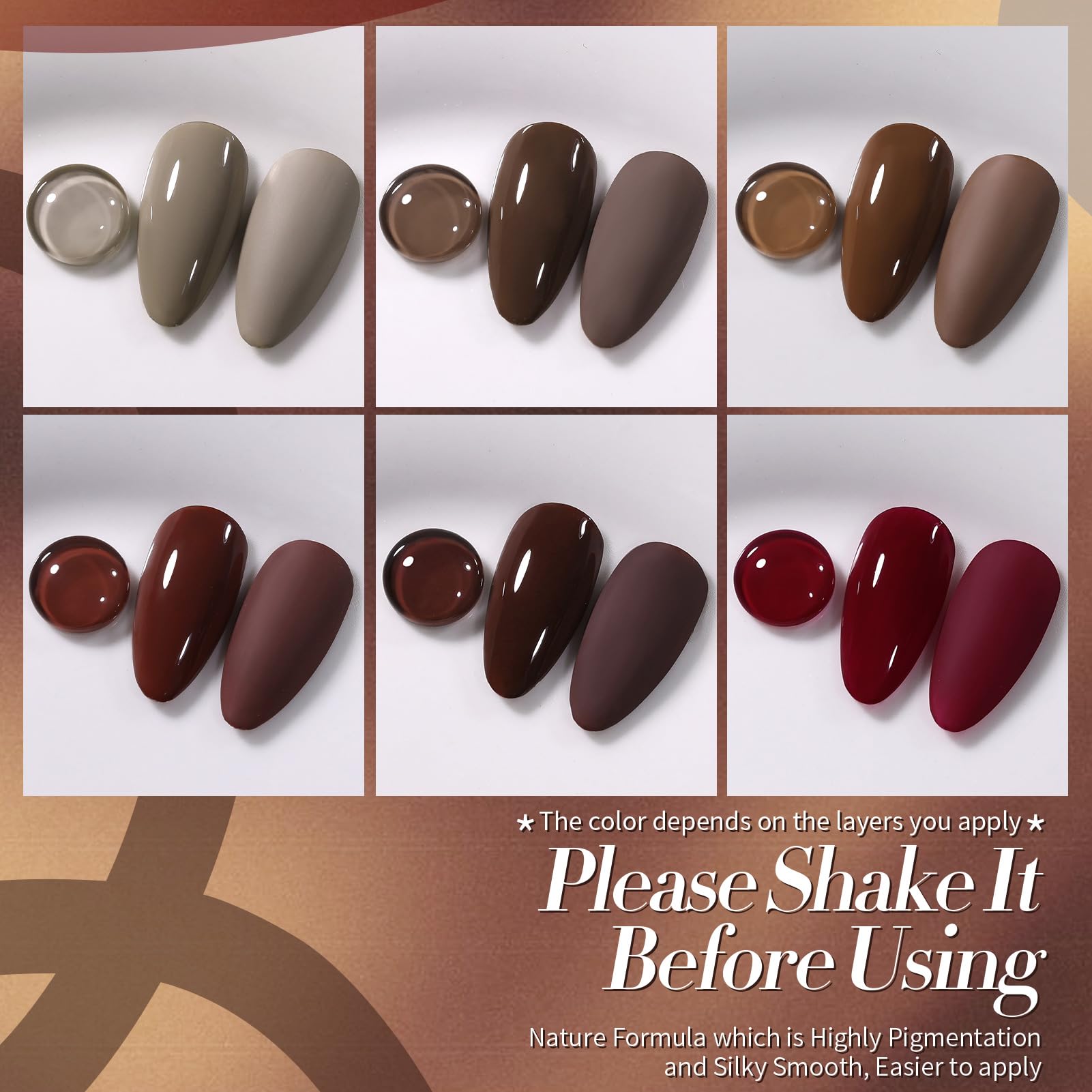 Born Pretty coffee gel polish ideal for cozy office-to-evening looks.