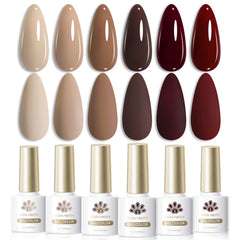 Born Pretty fall and winter brown gel polish set bottles show rich color for chic nails.