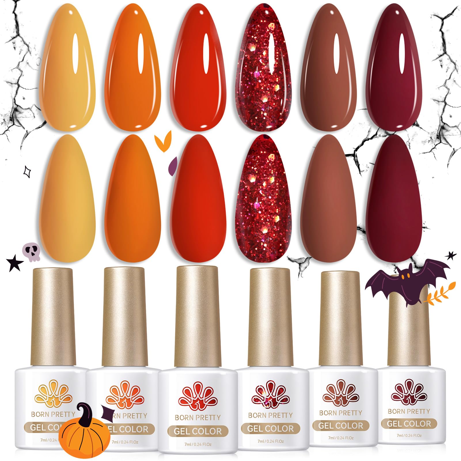 Born Pretty fall-winter gel polish pumpkin caramel swatches for seasonal manicures