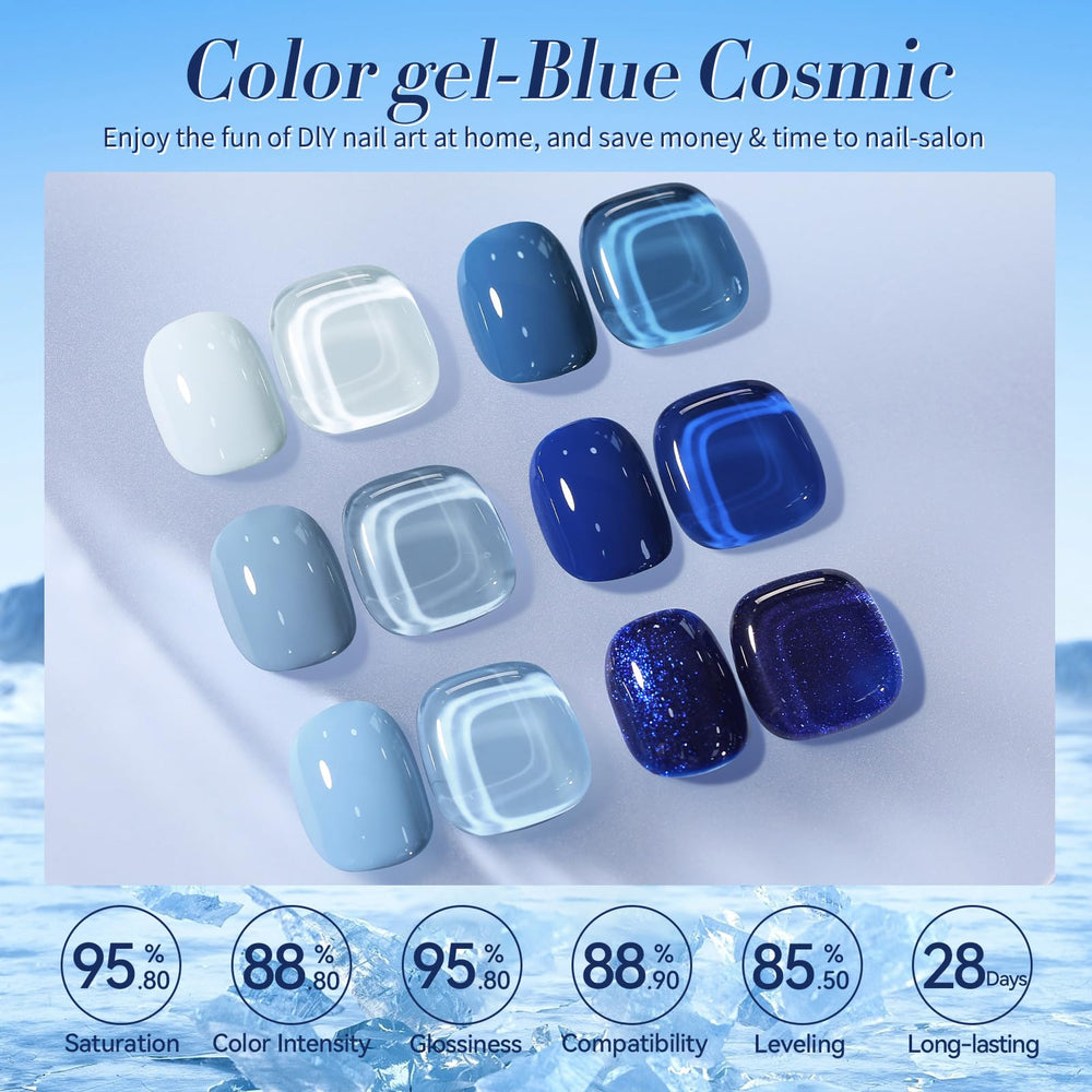 Born Pretty glitter blue gel nail polish offers eye-catching shine