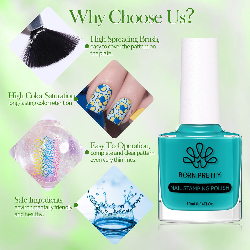 Born Pretty high-gloss nail polish collection emphasizing brilliant reflection