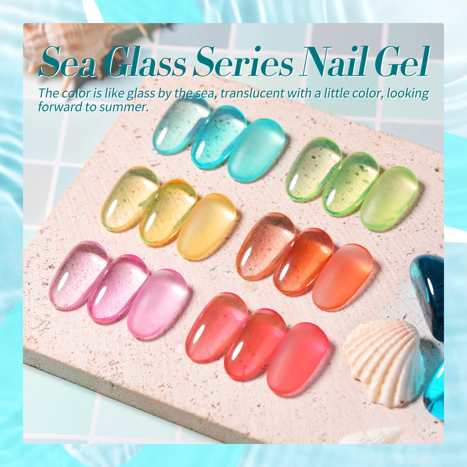 Born Pretty jelly gel nail polish set gloss finish close-up highlights lasting shine