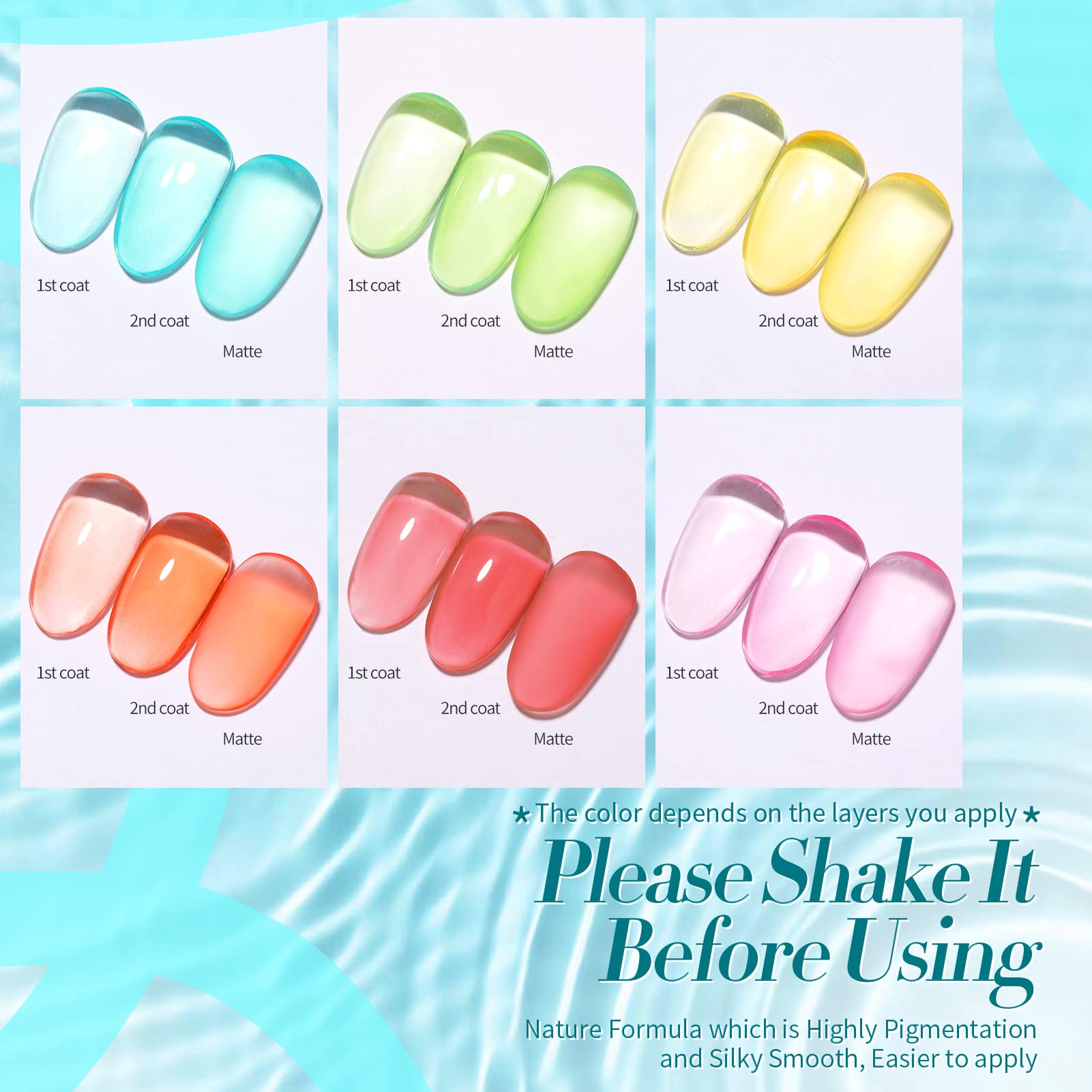 Born Pretty jelly gel nail polish set red pastel bottle delivers bold, semi-transparent color