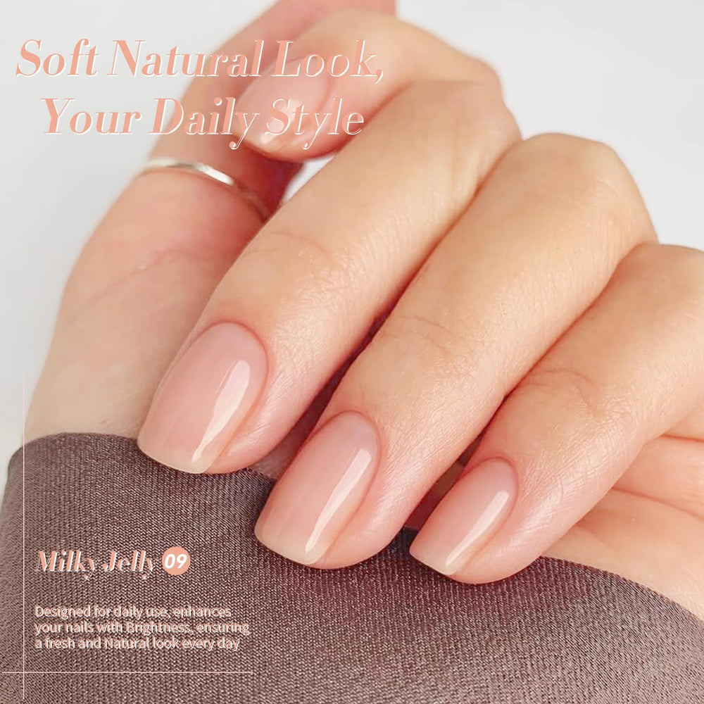 Born Pretty Jelly Nude swatch clear-to-sheer highlights adjustable nude tone.