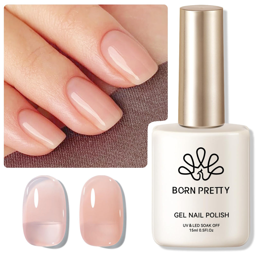 Born Pretty Jelly Nude swatch shows sheer to opaque layering for customizable coverage.