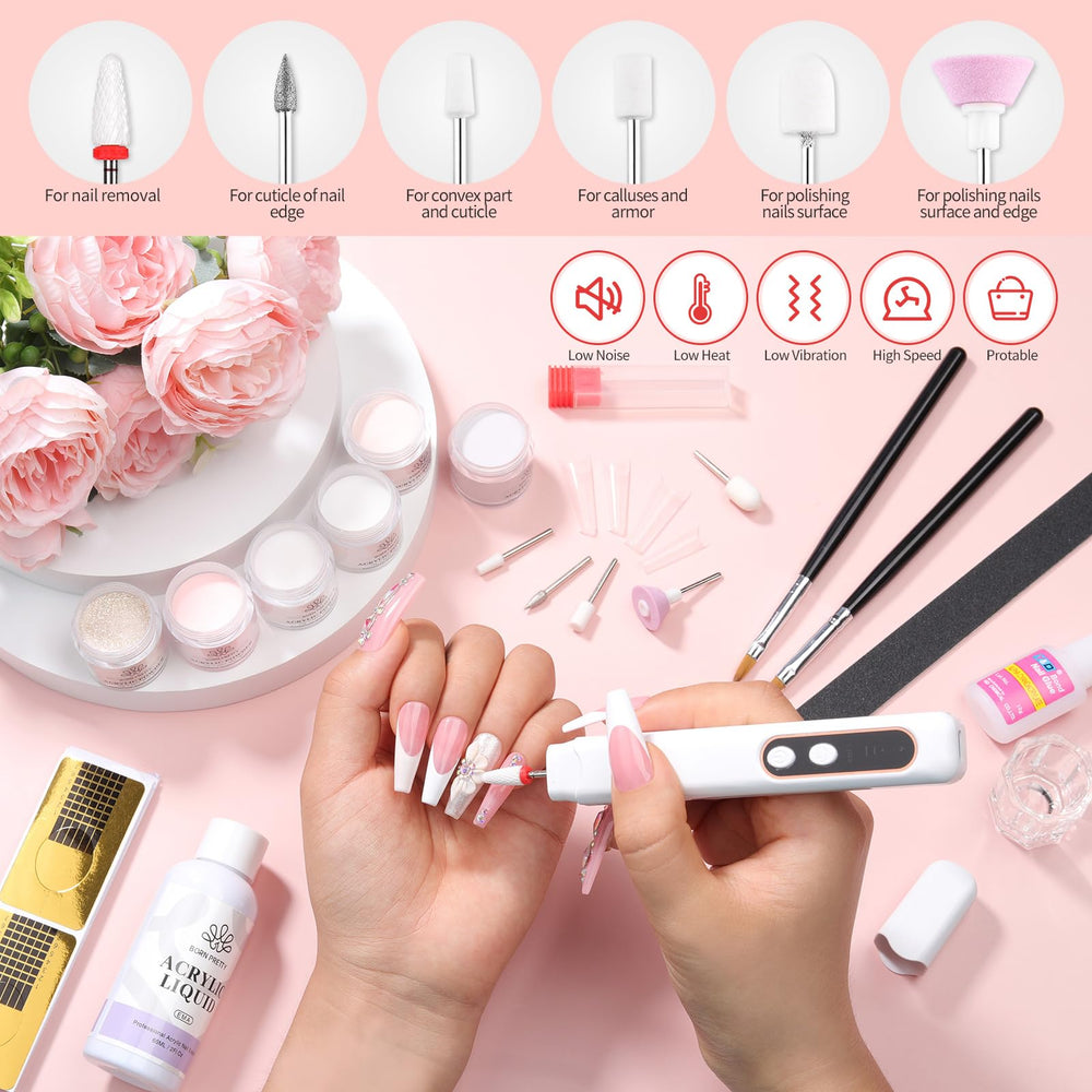 Born Pretty nail drill bits six-piece set enables precise detailing.