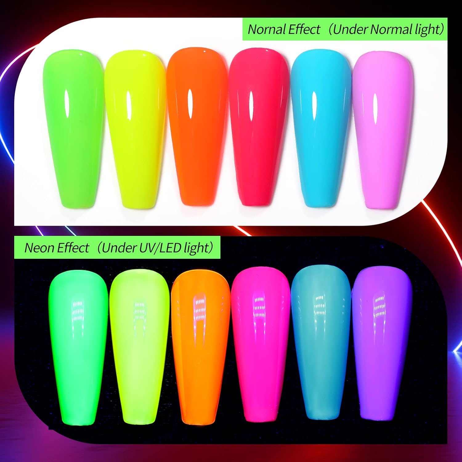 Born Pretty neon swatches show color payoff and finish for planning manicures.