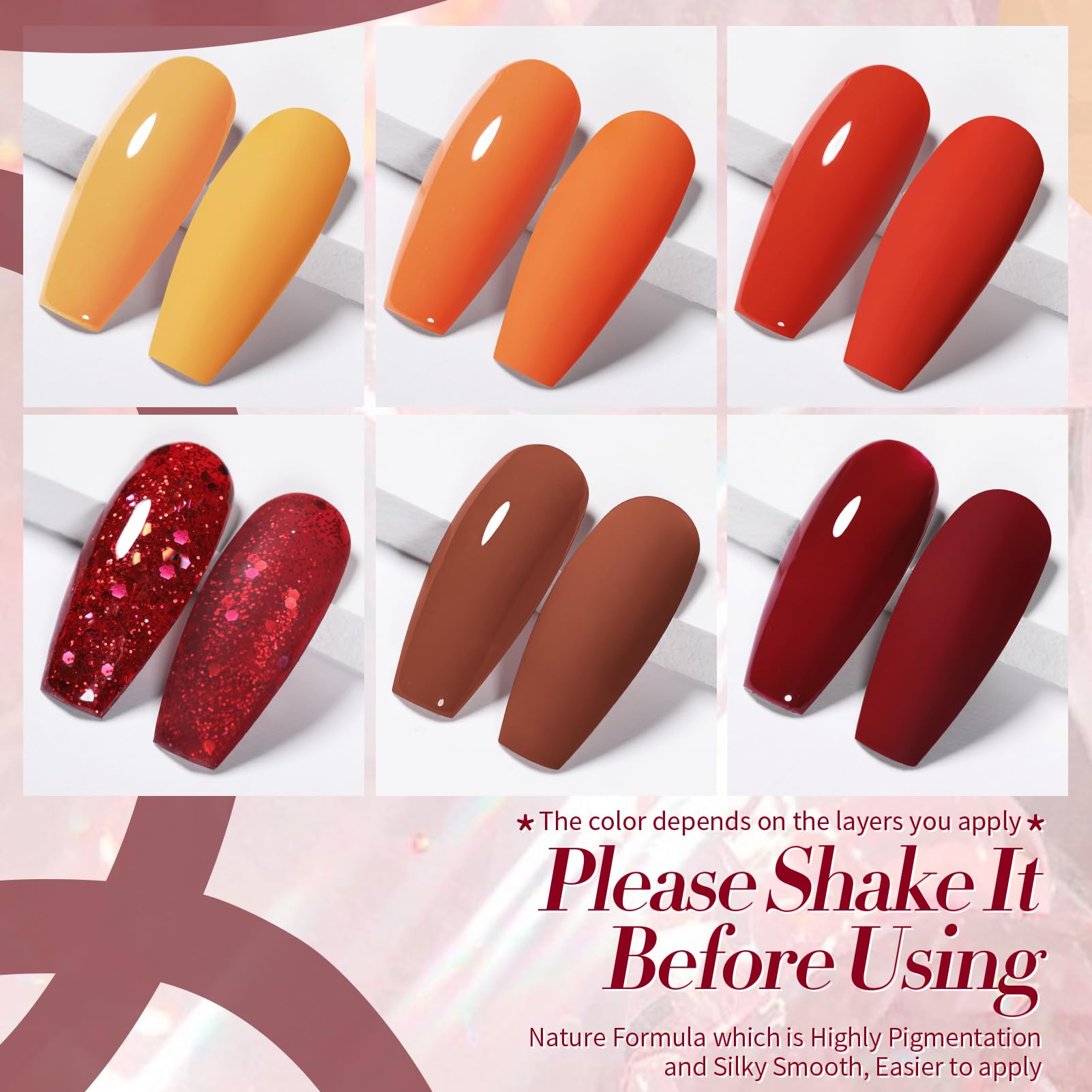 Born Pretty orange red gel polish bottle swatch shows rich color payoff