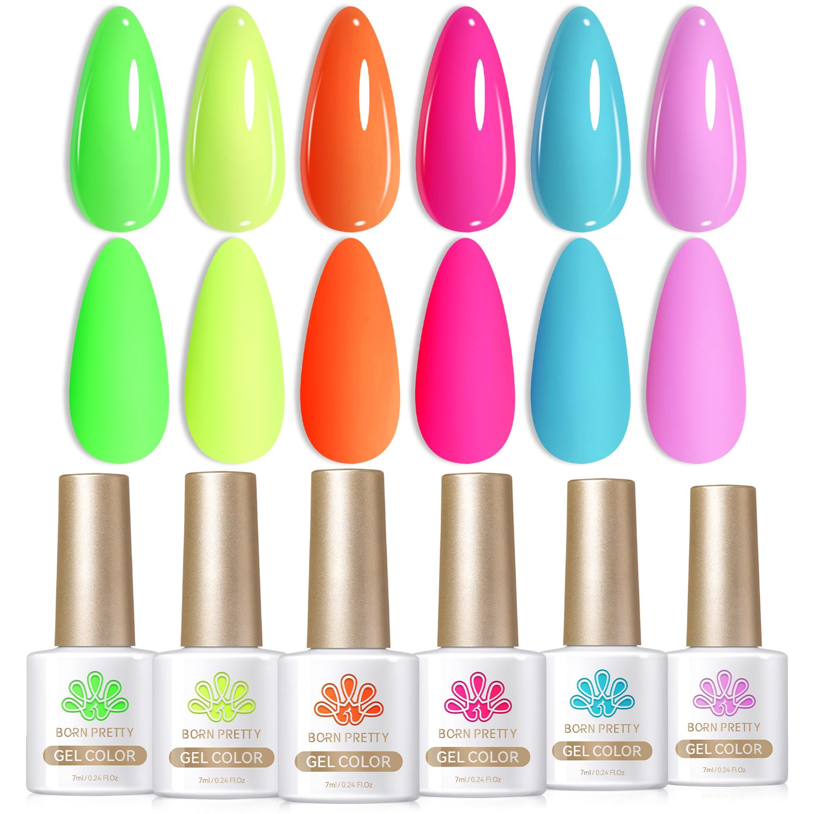 Born Pretty neon gel polish set packaging highlights a ready-to-use kit for creative manicures.