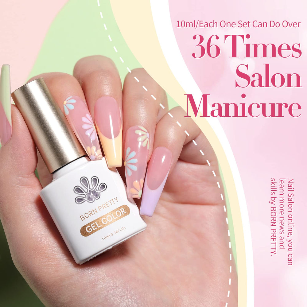 Born Pretty pastel gel nails on fingers showcasing versatile color for at-home manicures.