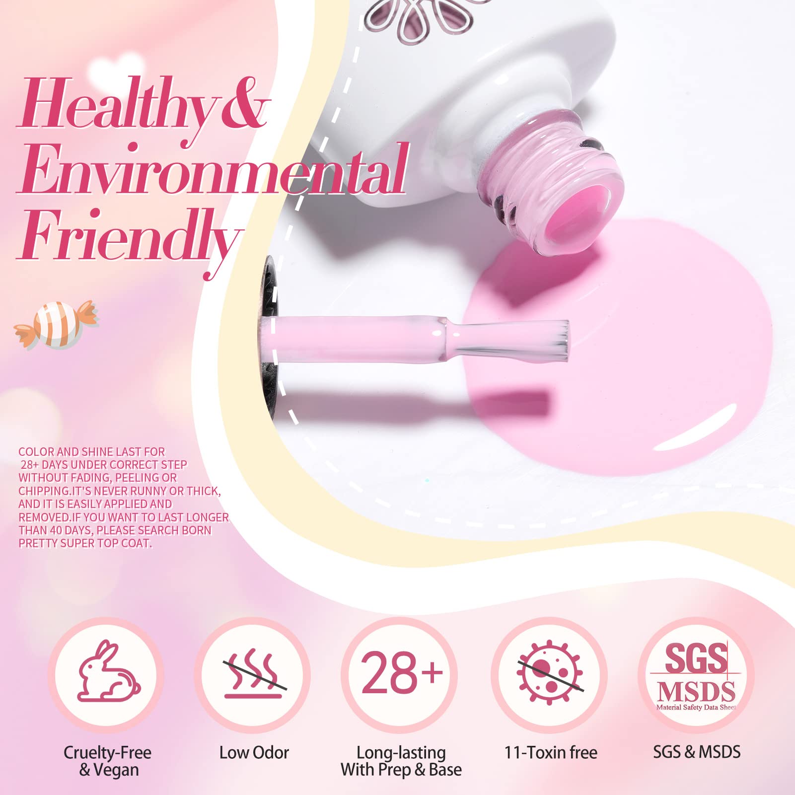 Born Pretty pastel gel nail polish set service guarantee card included with purchase.