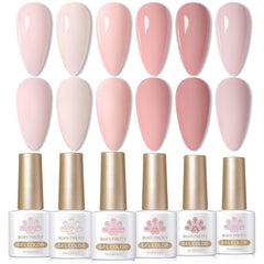 Born Pretty pink gel polish set swatches with six versatile pink shades