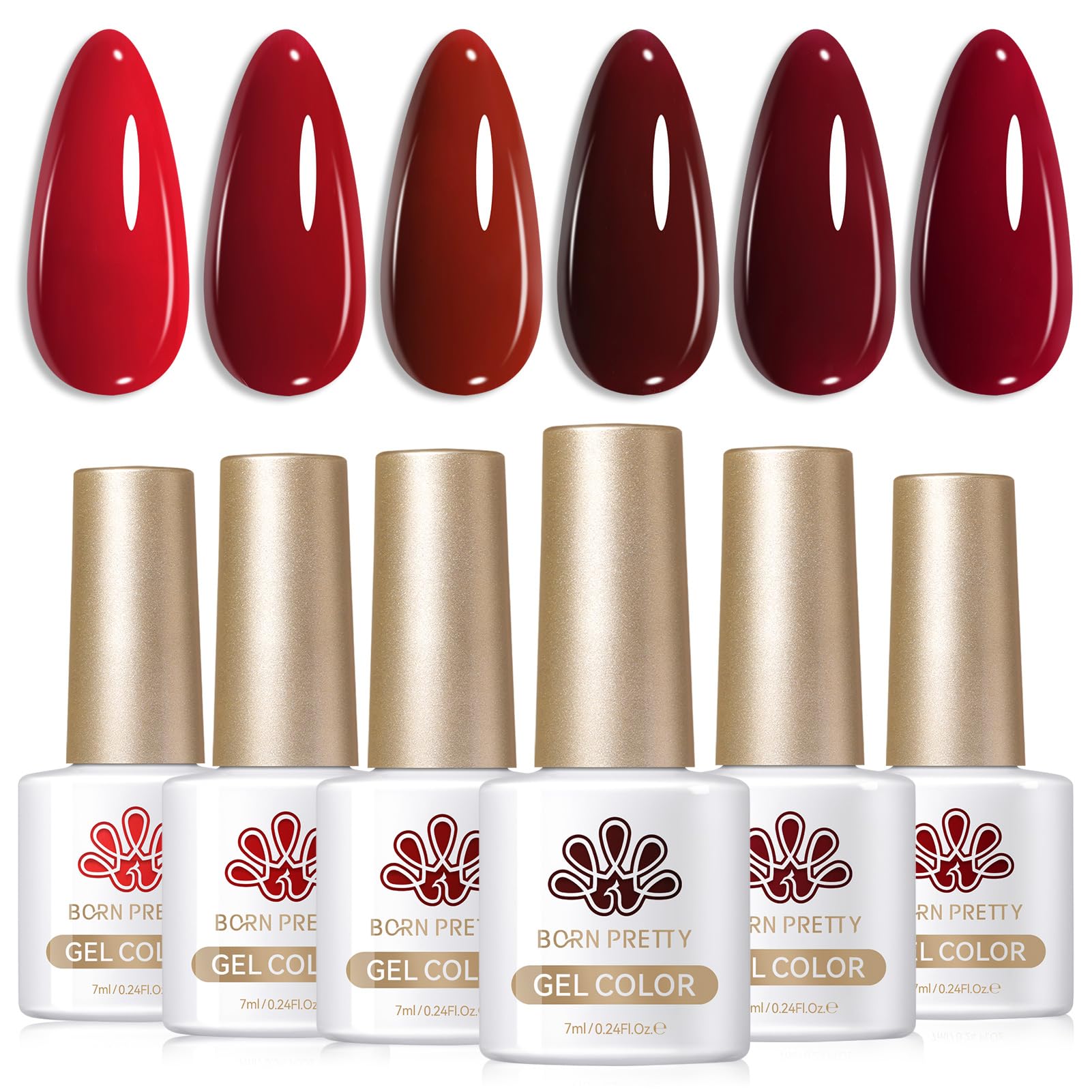 Born Pretty red gel nail polish bottle close-up in burgundy for salon-quality manicure
