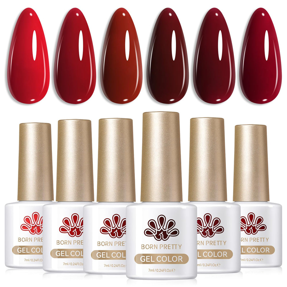 Born Pretty red gel nail polish bottle close-up in burgundy for salon-quality manicure