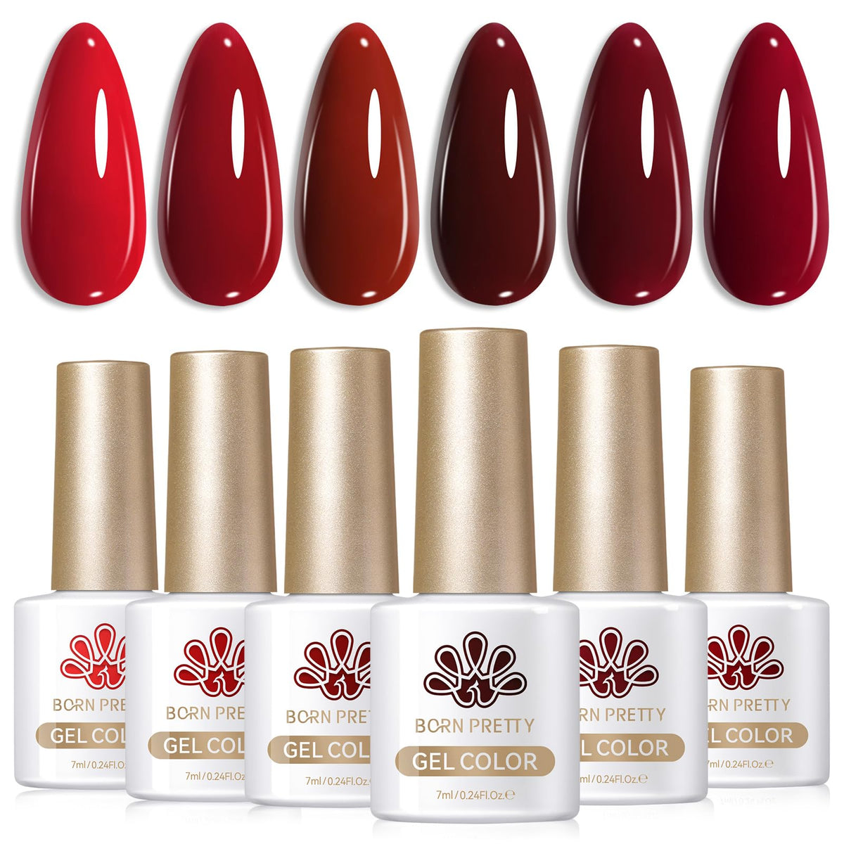 Born Pretty red gel nail polish bottle close-up in burgundy for salon-quality manicure