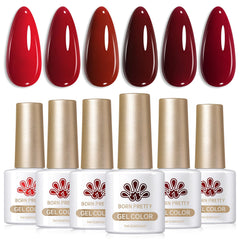Born Pretty red gel nail polish bottle close-up in burgundy for salon-quality manicure