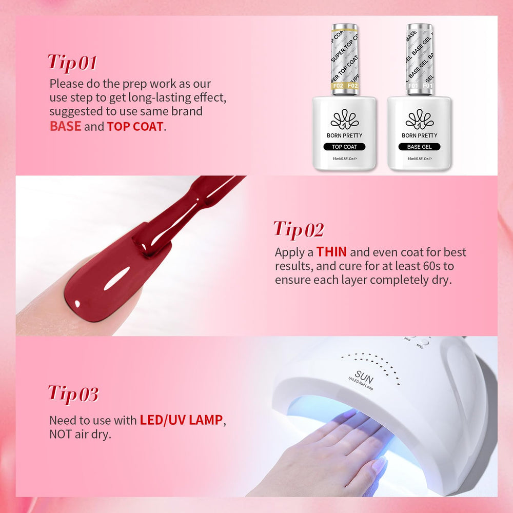 Born Pretty six color gel polish set with versatile burgundy shades