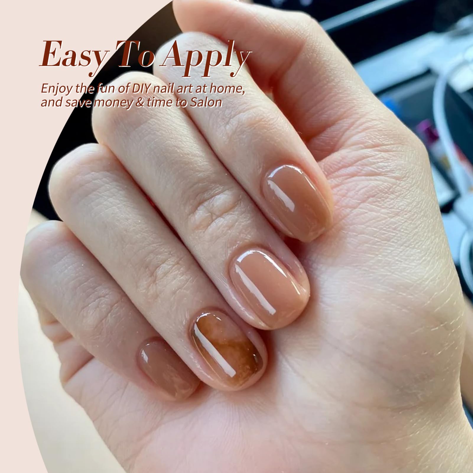Born Pretty jelly nude swatch reveals a milky tint for soft everyday nails.