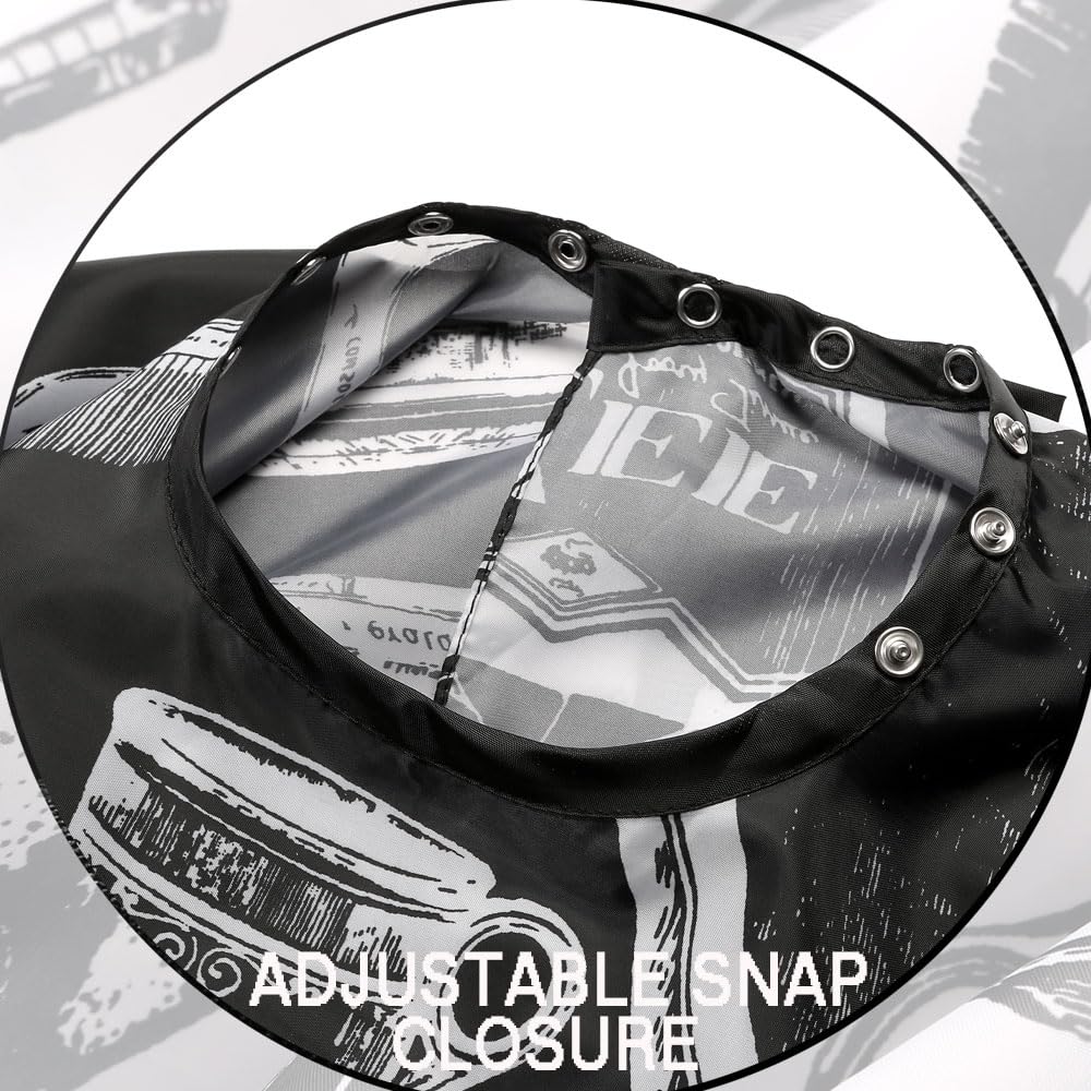 Borogo multi-function cape shown in salon and home use scenarios.