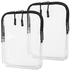 BORSALI TSA approved toiletry bag front view shows clear quart size for quick security checks on the go.