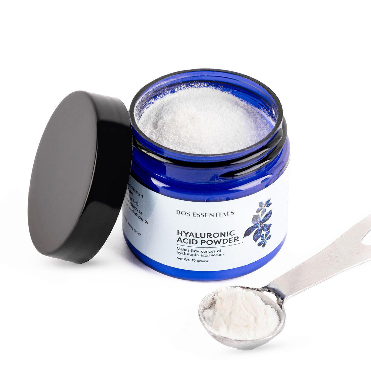 Bos Essentials Pure Hyaluronic Acid Powder packaging shows premium quality and purity